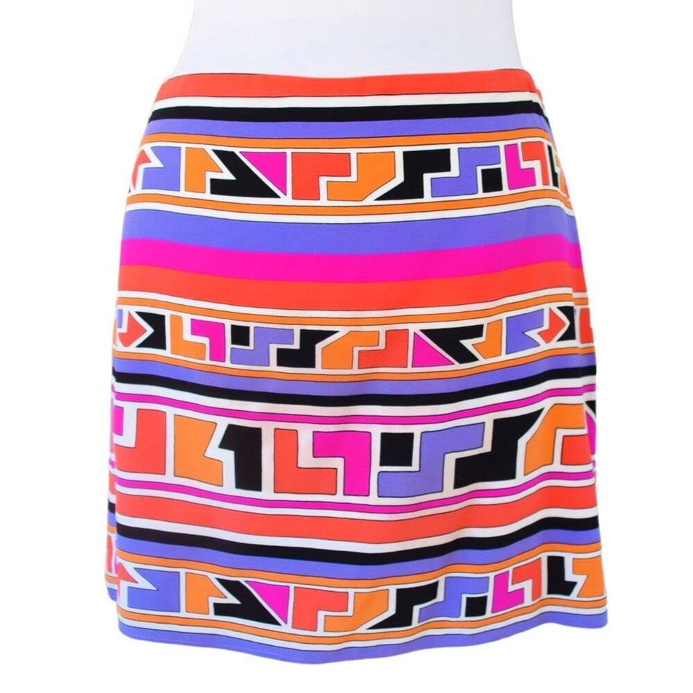 ALICE & TRIXIE Silk Mini Skirt Bright Geo Print Pink Orange Purple